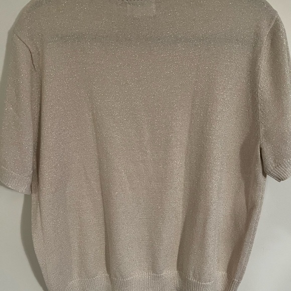 Vintage Bon Worth Metallic Gold Mockneck Short Sleeve Sweater - Picture 4 of 11